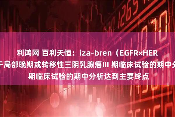 利鸿网 百利天恒：iza-bren（EGFR×HER3 双抗ADC）用于局部晚期或转移性三阴乳腺癌III 期临床试验的期中分析达到主要终点